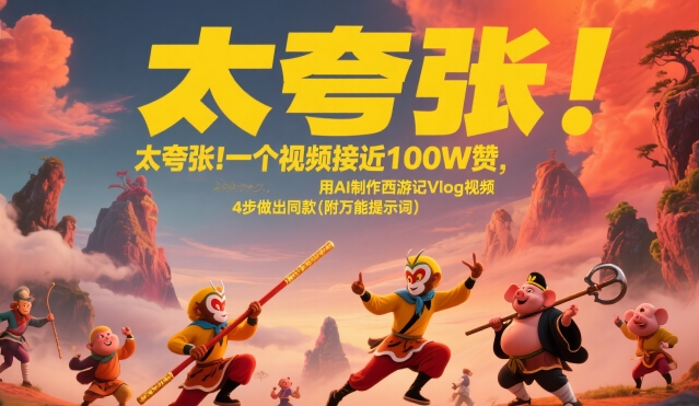 太夸张！一个视频接近100W赞，用AI制作西游记Vlog视频，全流程拆解来了(附万能提示词)-AIPOD
