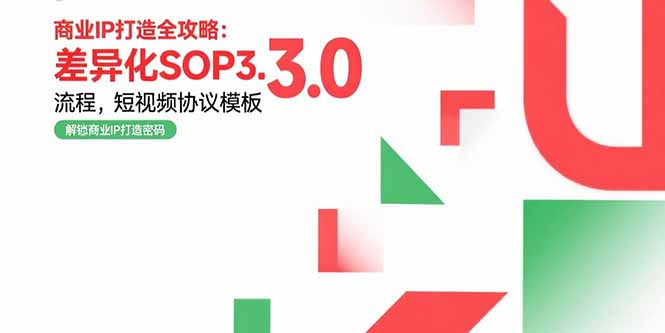 商业IP打造全攻略：差异化SOP3.0流程，短视频协议模板，婚恋项目实战案例-AIPOD
