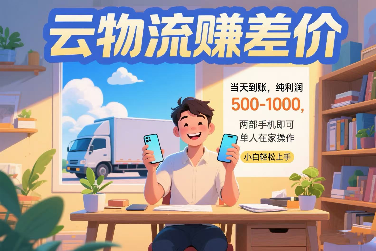 云物流赚差价 当天到账纯利润500-1000 两部手机即可 可单人在家操作 小…-AIPOD