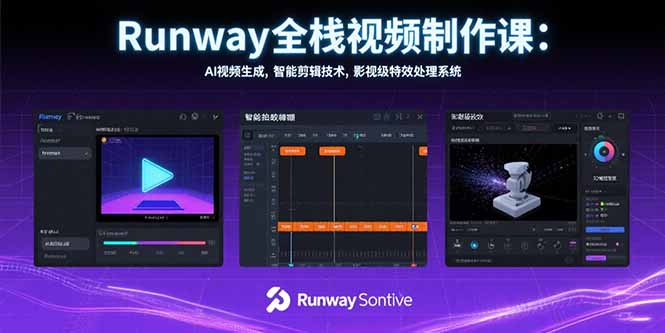 Runway全栈视频制作课：AI视频生成，智能剪辑技术，影视级特效处理系统-AIPOD