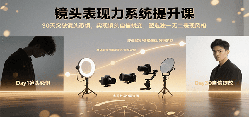 镜头表现力系统提升课，30天突破镜头恐惧实现自信蜕变，塑造独一无二表现风格-AIPOD