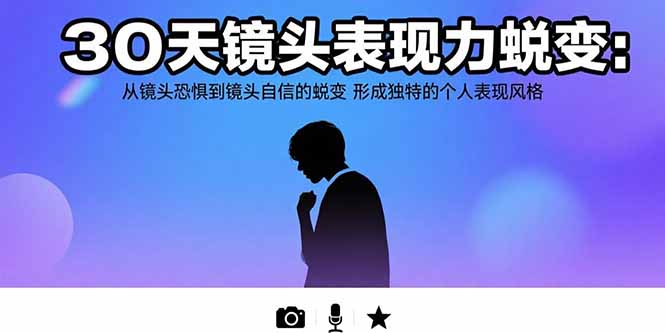 30天镜头表现力蜕变：从镜头恐惧到镜头自信的蜕变 形成独特的个人表现风格-AIPOD