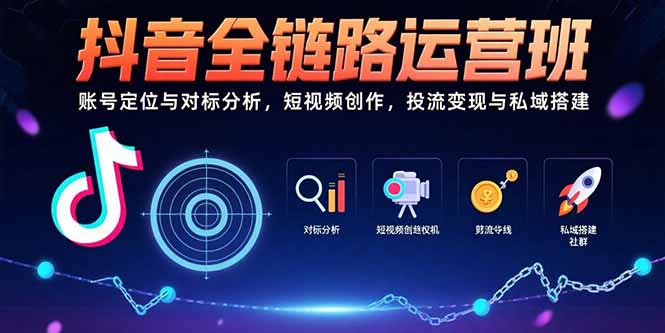 抖音全链路运营班：账号定位与对标分析，短视频创作，投流变现与私域搭建-AIPOD