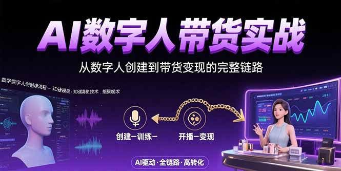 AI数字人+带货实战：从数字人创建到带货变现的完整链路-AIPOD