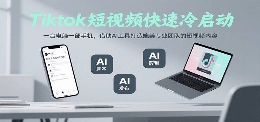 Tiktok短视频快速冷启动，一台电脑一部手机，借助AI工具打造媲美专业团队的短视频内容-AIPOD