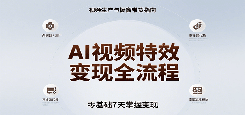 AI视频特效变现全流程，零基础7天掌握视频生产到橱窗带货变现-AIPOD