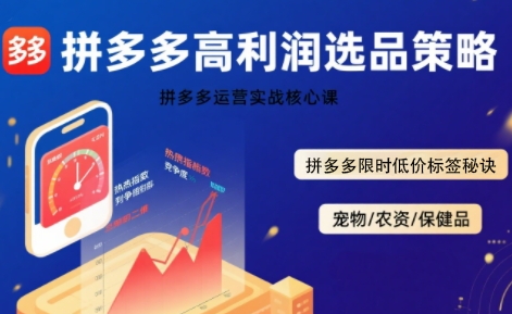 拼多多选品暴利技术实战课，拼多多高利润选品策略，拼多多限时低价标签秘诀-AIPOD