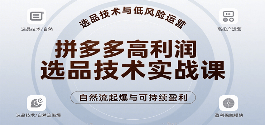 拼多多高利润选品技术实战课，手把手教学自然流高投产起爆，实现低风险可持续盈利-AIPOD