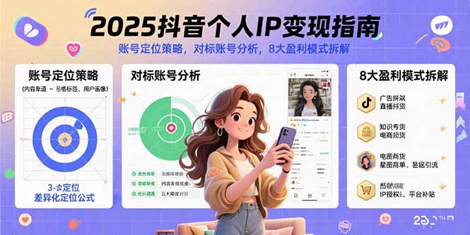 2025抖音个人IP变现指南，账号定位策略，对标账号分析，8大盈利模式拆解-爱尚学堂