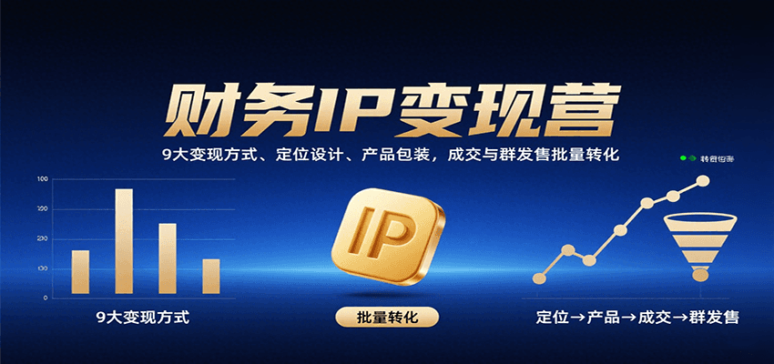 财务IP变现营：9大变现方式、定位设计、产品包装，成交与群发售批量转化-亮剑学堂
