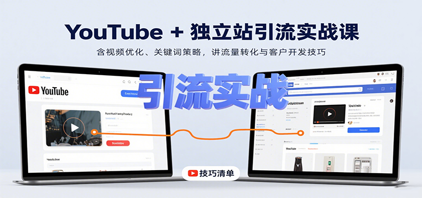 YouTube+独立站引流实战课：含视频优化、关键词策略，讲流量转化与客户开发技巧-亮剑学堂