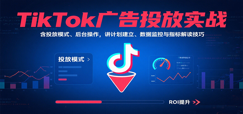 TikTok广告投放实战，含投放模式、后台操作，讲计划建立、数据监控与指标解读技巧-亮剑学堂