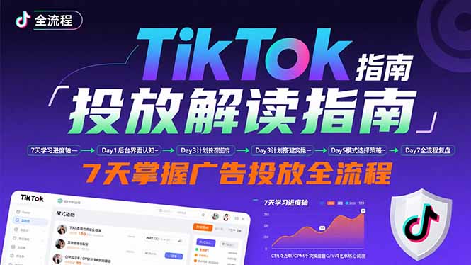 TikTok投放解读指南：后台操作/计划建立/模式选择，7天掌握广告投放全流程-亮剑学堂