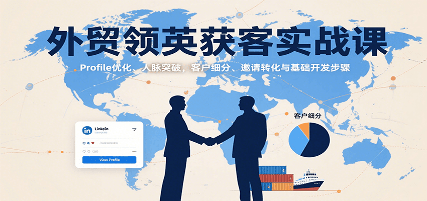 外贸领英获客实战课：Profile优化、人脉突破，客户细分、邀请转化与基础开发步骤-亮剑学堂