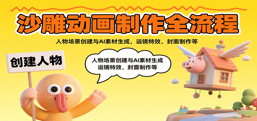 沙雕动画制作全流程：人物场景创建与AI素材生成，运镜特效、封面制作等-亮剑学堂
