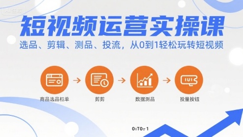 短视频运营实操课，选品、剪辑、测品、投流，从0到1轻松玩转短视频-AIPOD