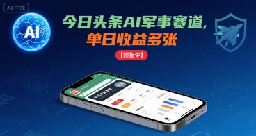 今日头条AI军事赛道，单日收益多张 ，手机可做【附指令】-AIPOD