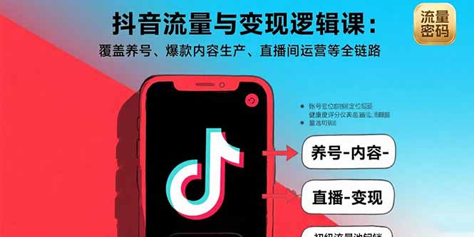 抖音流量与变现逻辑课：覆盖养号、爆款内容生产、直播间运营等全链路-AIPOD