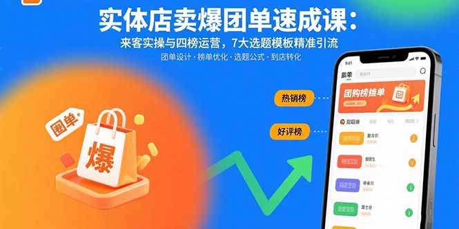 实体店卖爆团单速成课：来客实操与四榜运营，7大选题模板精准引流-AIPOD