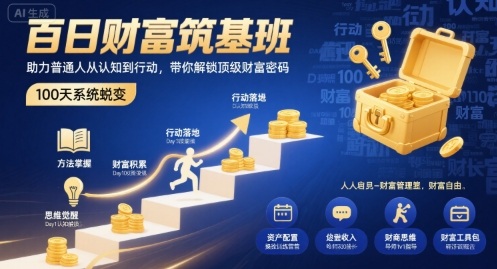 百日财富筑基班，助力普通人从认知到行动，带你解锁顶级财富密码-AIPOD