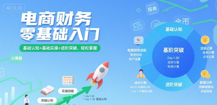 电商财务零基础入门，基础认知+基础实操+进阶突破，轻松掌握-AIPOD