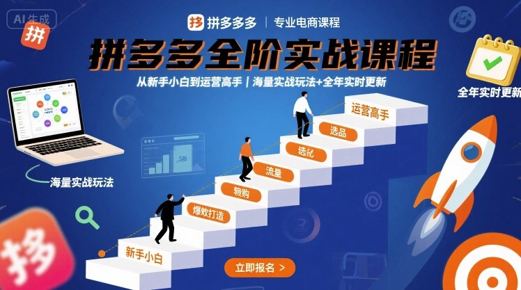 拼多多全阶实战课程，从新手小白到运营高手，海量实战玩法+全年实时更新【2025年9月更新】-AIPOD