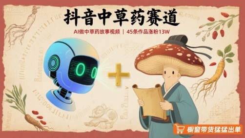 抖音中草药赛道，用AI做中草药故事视频，45条作品涨粉13W，橱窗带货猛猛出单-AIPOD