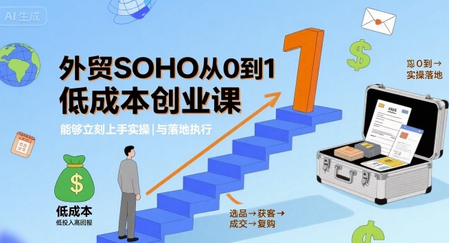 外贸SOHO从0到1低成本创业课，能够立刻上手实操与落地执行-AIPOD