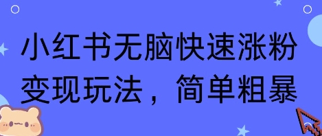 小红书无脑快速涨粉变现玩法，简单粗暴-AIPOD