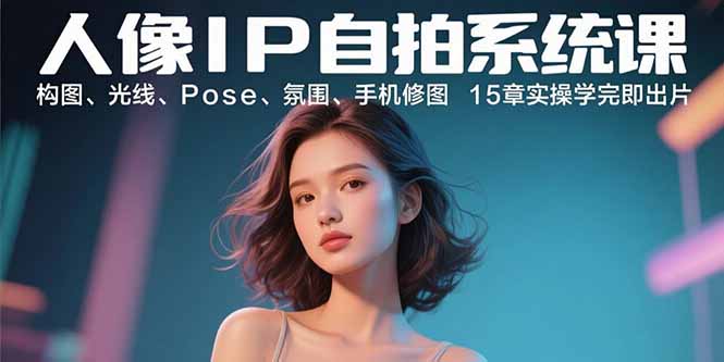 人像IP自拍系统课：构图、光线、Pose、氛围、手机修图 15章实操学完即出片-AIPOD