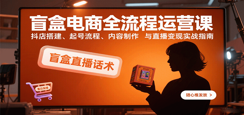 盲盒电商全流程运营课：抖店搭建、起号流程、内容制作与直播变现实战指南-AIPOD
