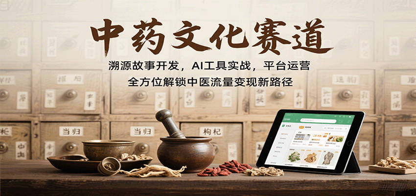 中药文化赛道：溯源故事开发，AI工具实战，平台运营，全方位解锁中医流量变现新路径-AIPOD