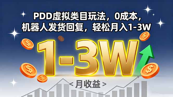 PDD虚拟类目玩法，0成本，机器人发货回复，轻松月入1-3W-AIPOD