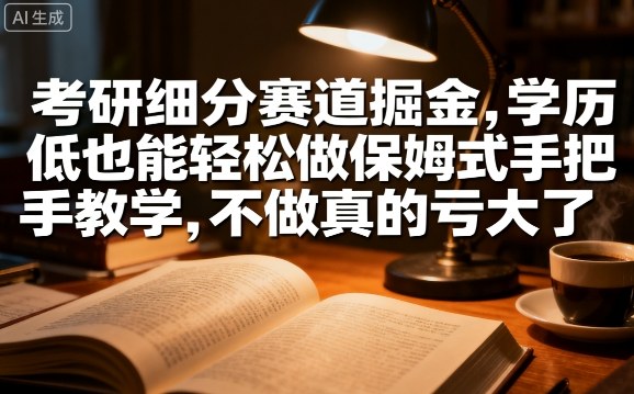 考研细分赛道掘金，日入1k+，学历低也能轻松做保姆式手把手教学，不做真的亏大了-AIPOD