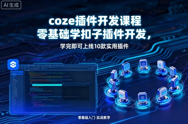 coze插件开发课程，零基础学扣子插件开发，学完即可上线10款实用插件-AIPOD