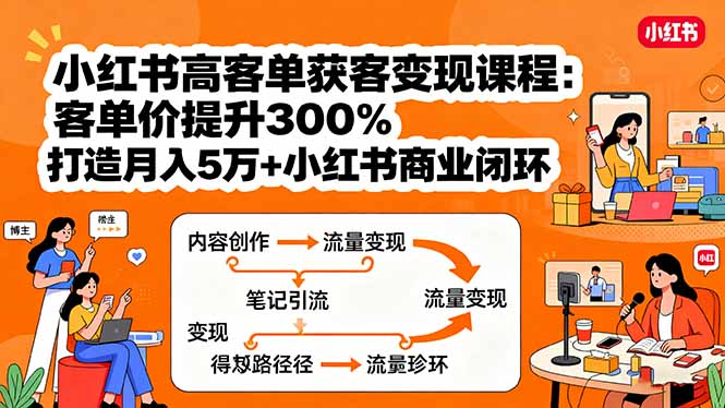 小红书高客单获客变现课程：客单价提升300%，打造月入10万+小红书商业闭环-AIPOD