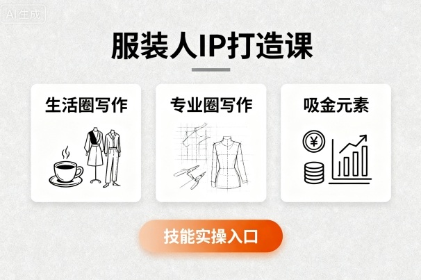 服装人IP打造课，文案创富+生活圈写作+专业圈写作+服装人专属+吸金元素+技能实操-AIPOD