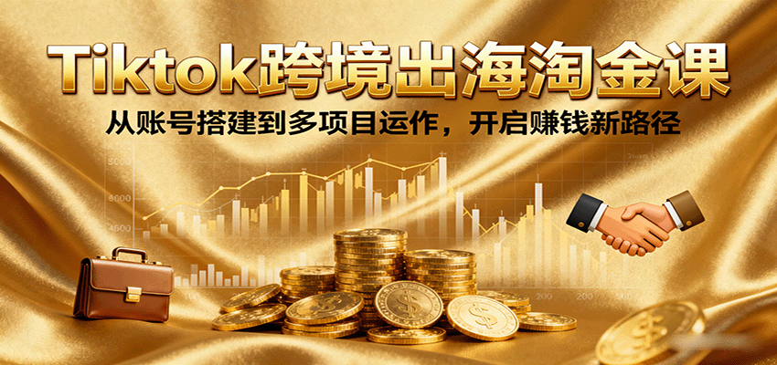 Tiktok跨境出海淘金课，从账号搭建到多项目运作，开启赚钱新路径-AIPOD