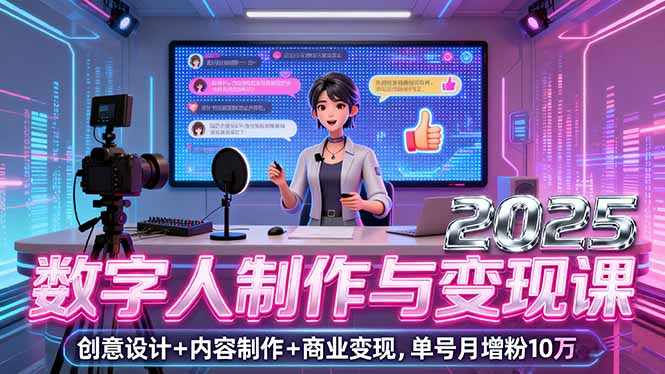 2025数字人制作与变现课，创意设计+内容制作+商业变现，单号月增粉10万+-AIPOD
