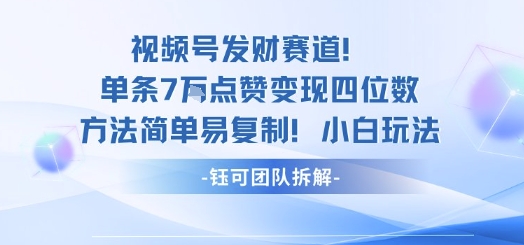 视频号发财赛道单条7W点赞变现四位数方法简单易复制小白玩法-AIPOD