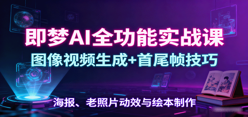 即梦AI全功能实战课：图像视频生成+首尾帧技巧，海报、老照片动效与绘本制作-AIPOD