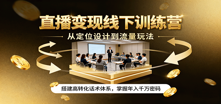 直播变现线下训练营，从定位设计到流量玩法，搭建高转化话术体系，掌握年入千万密码-AIPOD
