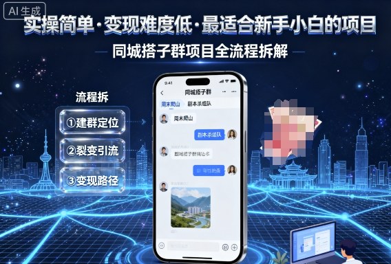 实操简单，变现难度低，最适合新手小白做的项目，每天轻松收入3张，同城搭子群项目全流程拆解-AIPOD