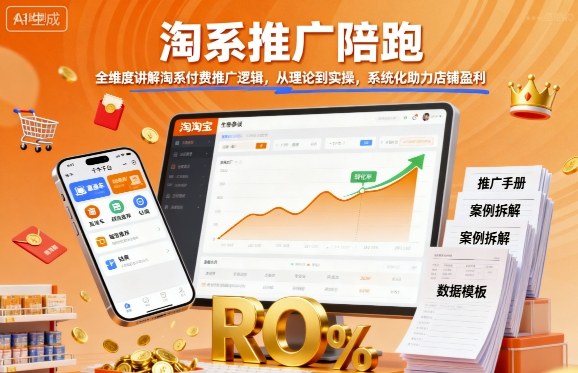 淘系推广陪跑，全维度讲解淘系付费推广逻辑，从理论到实操，系统化助力店铺盈利-AIPOD