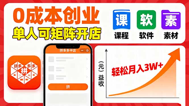 拼多多虚拟电商，0成本，单人可矩阵开店，轻松月入3W+-AIPOD