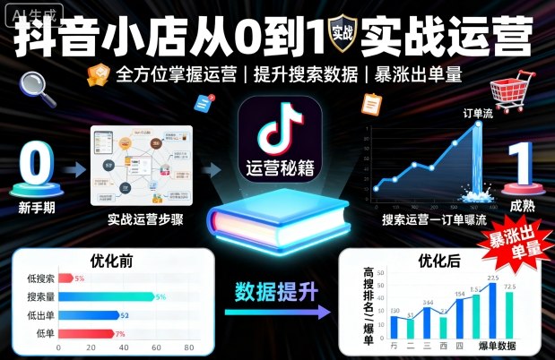 抖音小店从0到1实战运营，帮你全方位掌握小店运营，提升搜索数据与出单量-AIPOD