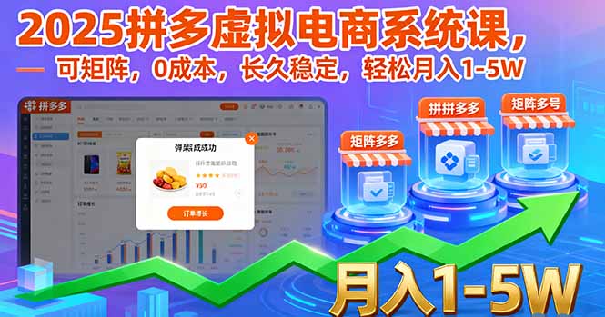 2025拼多多虚拟电商系统课，可矩阵，0成本，长久稳定，轻松月入1-5W-AIPOD