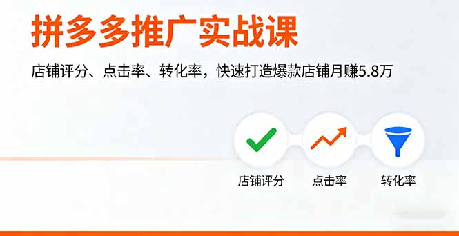 拼多多推广实战课，店铺评分、点击率、转化率，快速打造爆款店铺月赚5.8万-AIPOD