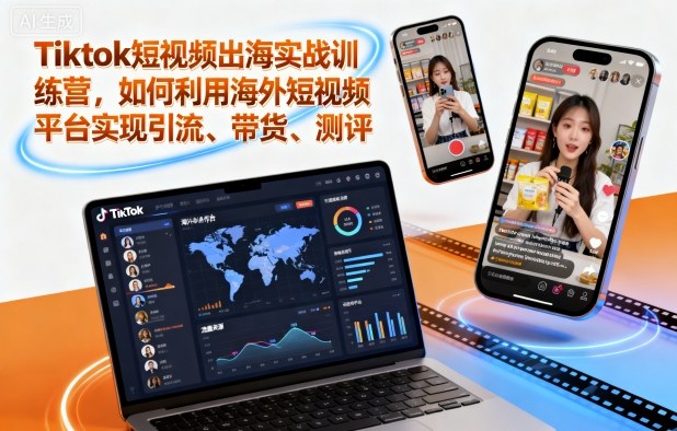 Tiktok短视频出海实战训练营，如何利用海外短视频平台实现引流、带货、测评-亮剑学堂