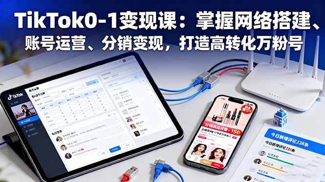 TikTok0-1变现课：掌握网络搭建、账号运营、分销变现，打造高转化万粉号-亮剑学堂